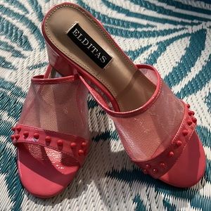 Elditas NWOT Pink Mesh Block Sandals